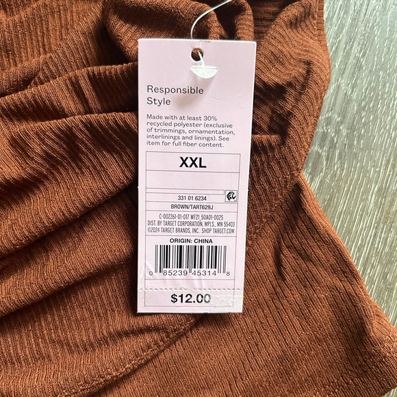 NWT Wild Fable XXL Brown Strapless Tube Top - Picture 3 of 4